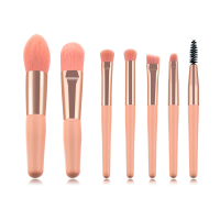 Wholesale 7 Pcs Rose Gold Wood Plating Handle Blush Make up Brushes Professional Makeup Brush Kit